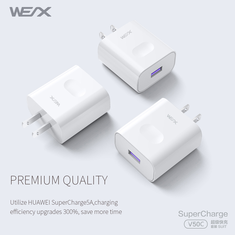 WEX  -  V50C 22.5W HUAWEI超高速充電電源アダプター、壁充電器、旅行用充電器、5Aケーブルとの組み合わせ
